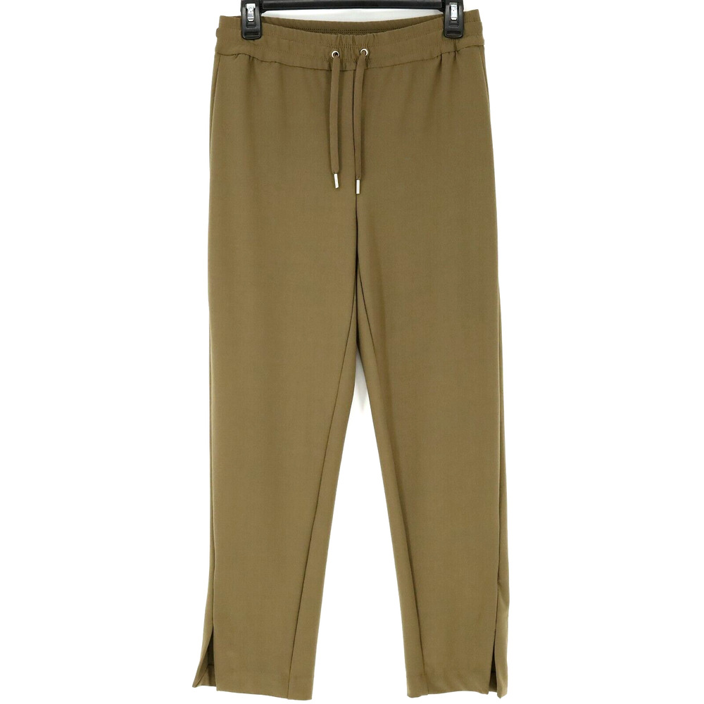 Joie Pants Womens XS Green Brown Stretch Crepe Pull On Drawstring Elastic Waist
